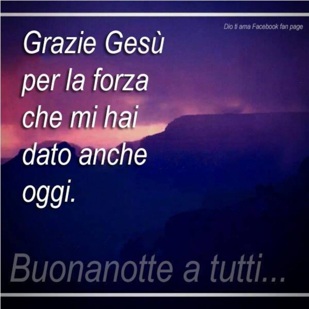 Grazie Gesù per la forza che mi hai dato anche oggi. Buonanotte a tutti...
