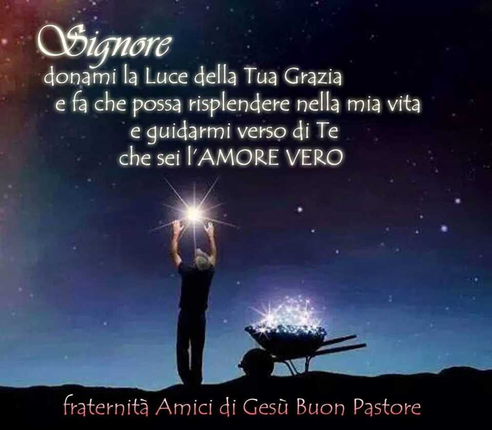 Signore donami la Luce della Tua Grazia e fa che possa risplendere nella mia vita e guidarmi verso di Te che sei l'AMORE VERO.