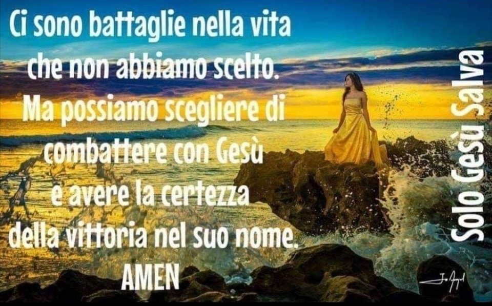 Ci sono battaglie nella vita che non abbiamo scelto. Ma possiamo scegliere di combattere con Gesù e avere la certezza della vittoria nel suo nome. AMEN