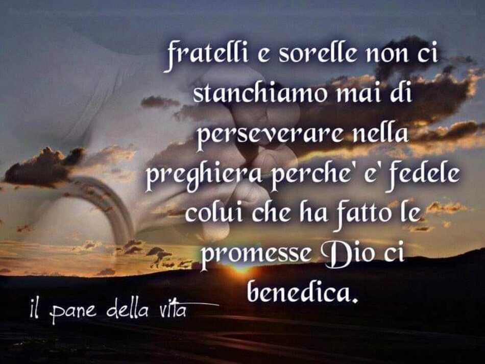 Fratelli e sorelle non ci stanchiamo mai di perseverare nella preghiera perché è fedele colui che ha fatto le promesse Dio ci benedica.