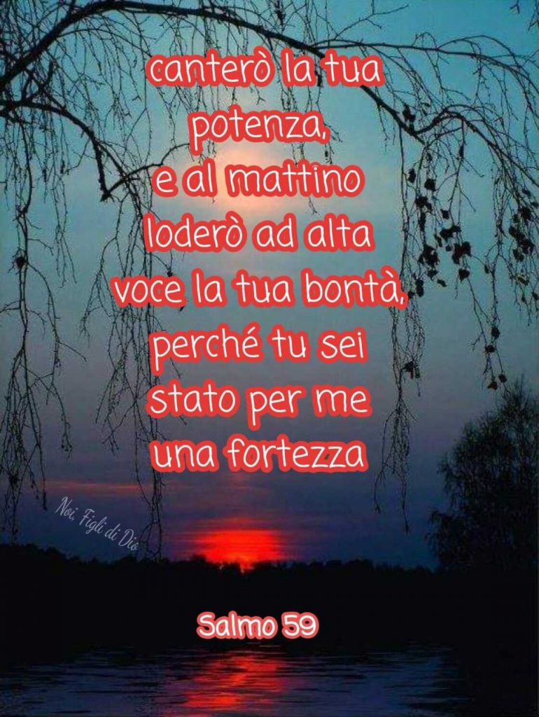 Canterò la tua potenza, e al mattino loderò ad alta voce la tua bontà, perché tu sei stato per me una fortezza. (Salmo 59)